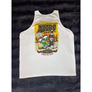VINTAGE Adios Tequila TankTop Men Extra Large XL White Cancun Mexico Graphic 90s